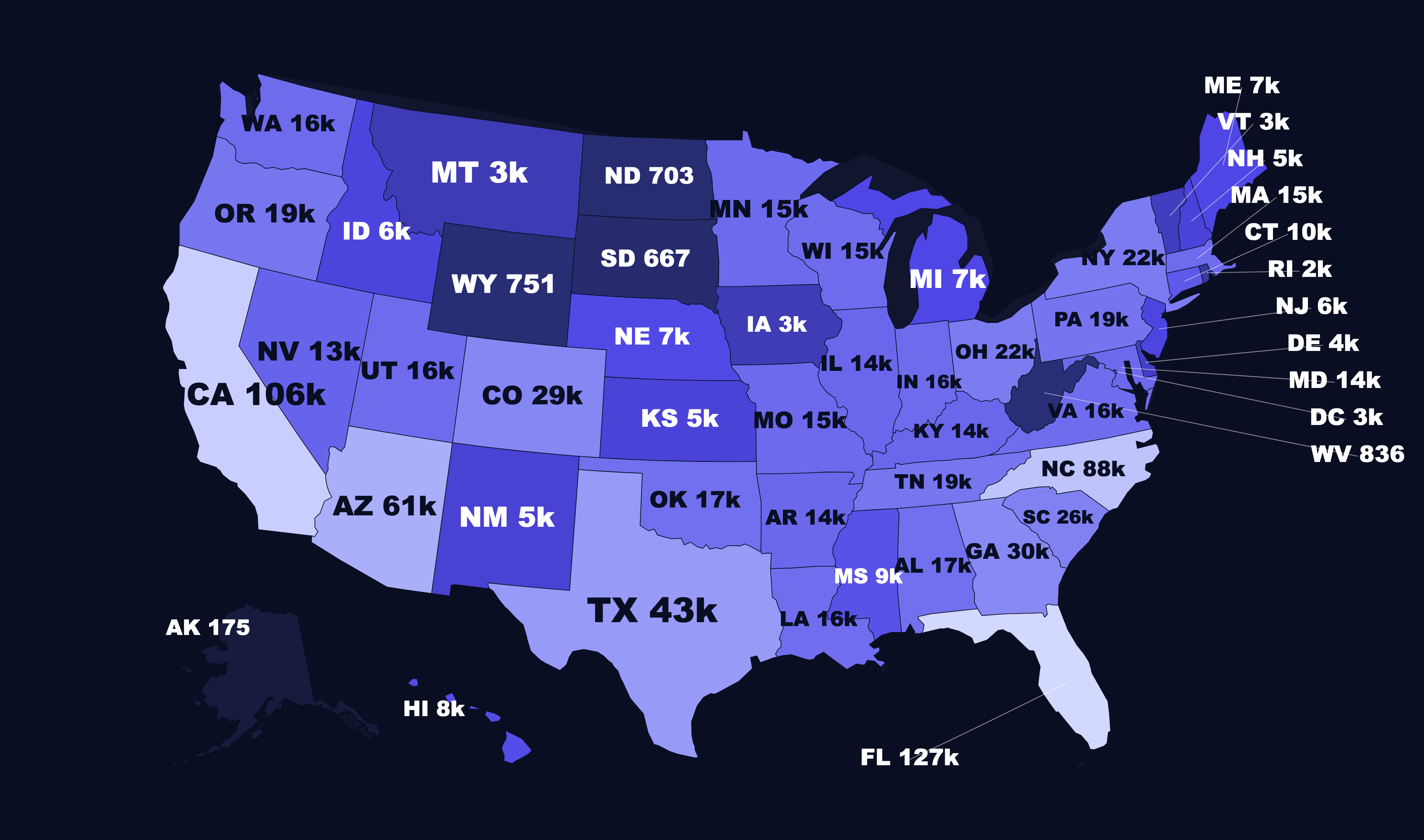 Listing AutomatEr coverage map of 50 states and DC
